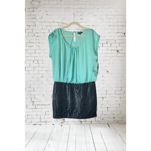 AS U WISH Mint Green Sleeveless Black Faux Leather Skirt X-Large